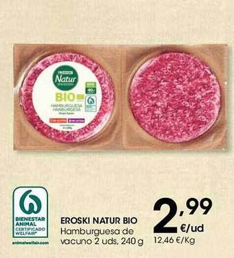 Eroski Eroski natur bio hamburguesa de vacuno oferta