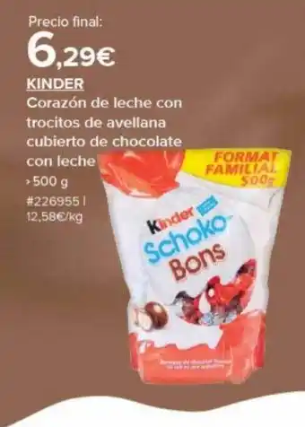 Costco Kinder corazón de leche con trocios de avellana cubierto de chocolate con leche oferta