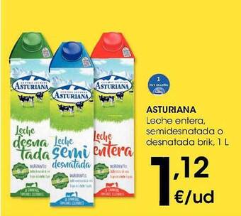 Eroski Asturiana leche entera, semidesnatada o desnatada oferta