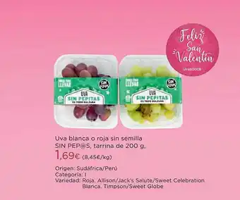 Hipercor Uva blanca o roja sin semilla sin peps@s tarrina oferta