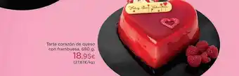 Hipercor Tarta corazón de queso con frambueza oferta