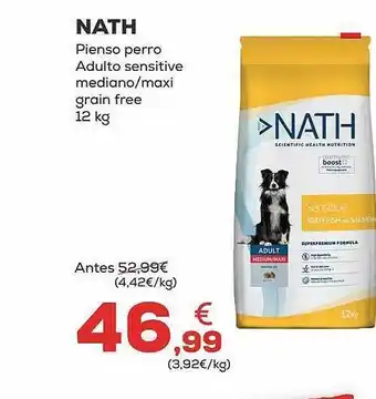 Kiwoko Nath pienso perro adulto sensitive mediano maxi grain free oferta