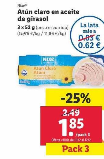 Lidl Atún claro en aceite de girasol oferta
