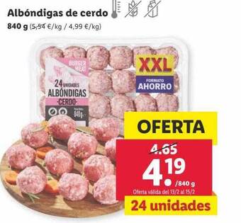 Lidl Albóndigas de cerdo oferta