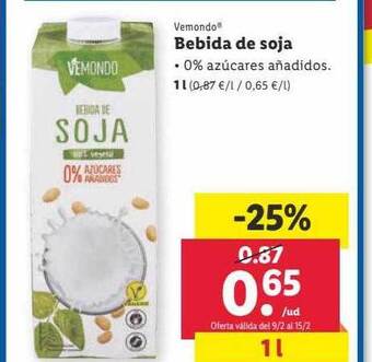 Lidl Vemondo bebida de soja oferta