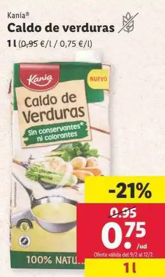 Lidl Kania caldo de verduras oferta