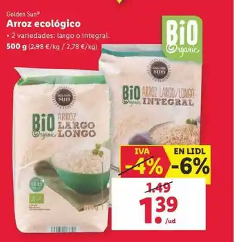 Lidl Golden sun arroz ecológico oferta