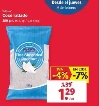 Lidl Belbake coco rallado oferta