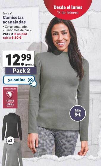 Lidl Esmara camisetas acanaladas oferta