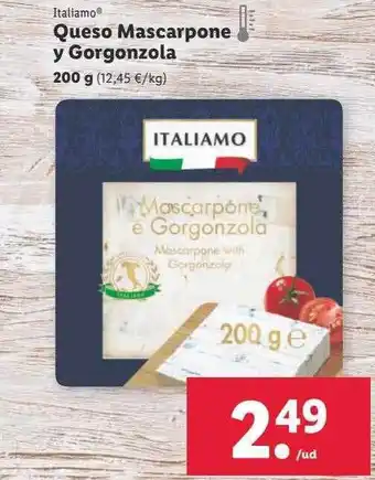 Lidl Queso mascarpone y gorgonzola oferta