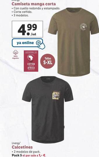 Lidl Camiseta manga corta, calcetines oferta