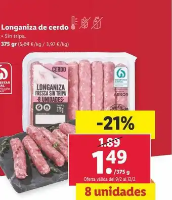 Lidl Longaniza de cerd oferta