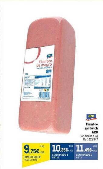 Makro Fiambre sándwich aro oferta