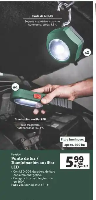 Lidl Parkside punto de luz-iluminación auxiliar led oferta