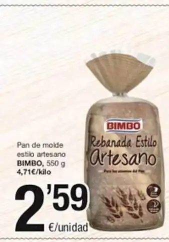 SPAR Fragadis Pan de molde estilo artesano bimbo oferta