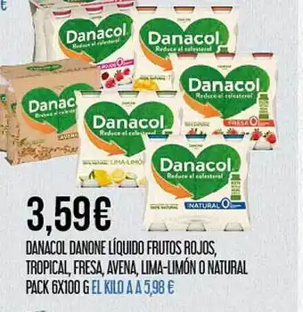 Claudio Danacol danoné líquido frutos rojos, tropical, fresa avena lima-limón o natural pack 6 oferta