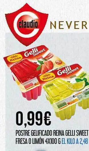 Claudio Postre gelificado reina gelli sweet fresa o limón oferta