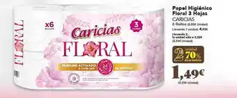 Gadis Papel higiénico floral 3 hojas caricias 6 rollos oferta