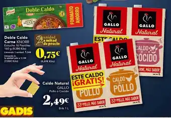 Gadis Doble caldo carne knorr estuche 16 pastillas caldo natural gallo pollo o cocido oferta