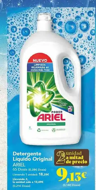 Gadis Detergente líquido original ariel 65 dosis oferta