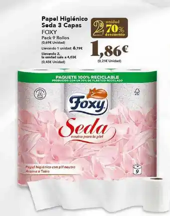 Gadis Papel higiénico seda 3 capas foxy pack 9 rollos oferta