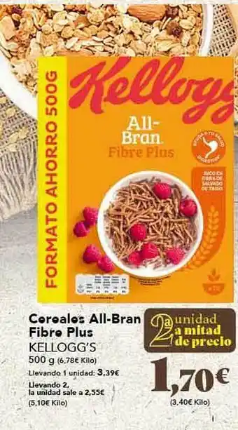 Gadis Cereales all-bran fibre plus kellogg's oferta