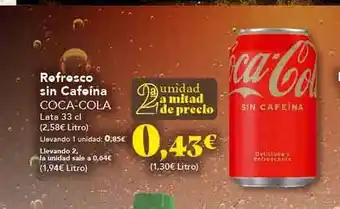Gadis Refresco sin cafeína coca-cola lata oferta