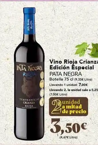 Gadis Vino rioja crianza edición especial pata negra botella oferta