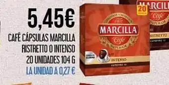 Café cápsulas marcilla ristretto o instenso 20