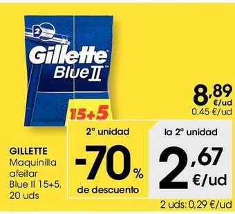 Eroski 2a unidad -70% de descuento gillette maquinilla afeitar blue ii oferta