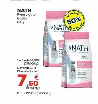 Kiwoko 2a unidad 50% descuento nath pienso gato gatito 2 kg oferta