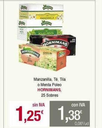 Masymas Manzanilla, té, tila o menta poleo hornimans oferta