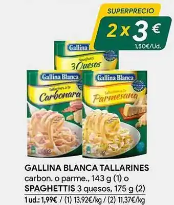 Masymas Gallaina blanca tallarines carbon o parme oferta