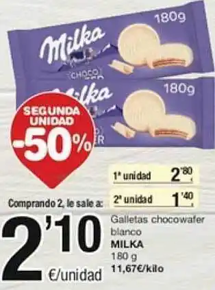 SPAR Fragadis Segunda unidad -50% galletas chocowater blanco milka oferta