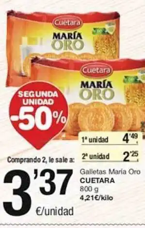 SPAR Fragadis Segunda unidad -50% galletas maría oro cuetara oferta