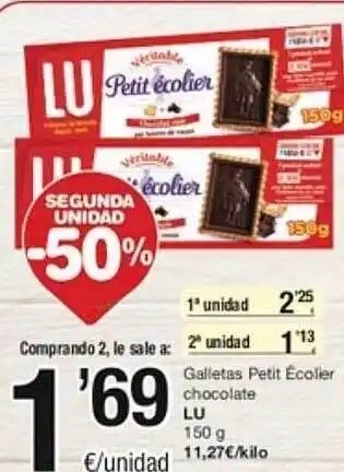 SPAR Fragadis Segunda unidad -50% galletas petit écoller chocolate lu oferta