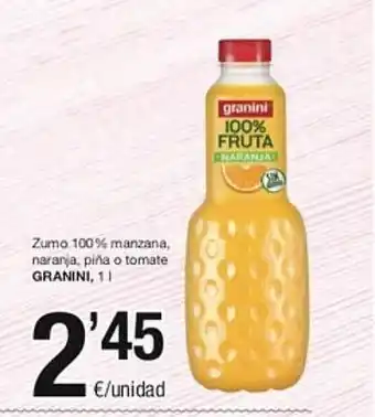 SPAR Fragadis Zumo 100% manzana, naranja, piña o tomate granini oferta
