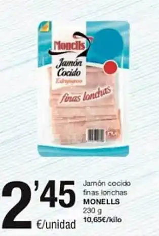SPAR Fragadis Jamón cocido finas lonchas monells oferta