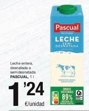 SPAR Fragadis Leche entera desnatada o semidesnatada pascual oferta