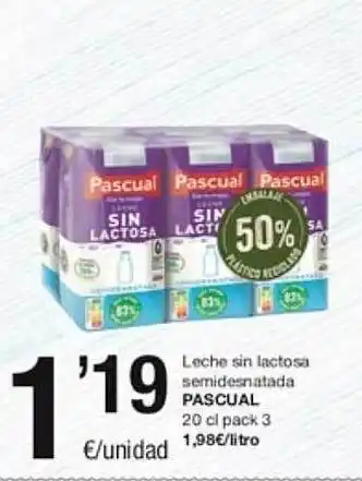 SPAR Fragadis Leche sin lactosa semidesnatada pascual oferta