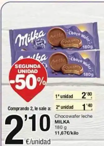 SPAR Fragadis Segunda unidad -50% chocowafer leche milka oferta