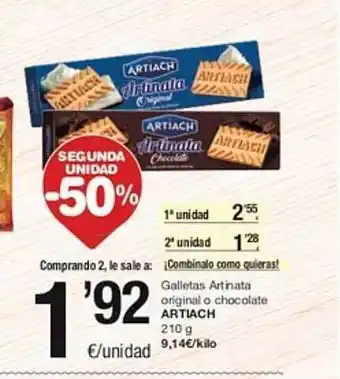 SPAR Fragadis Segunda unidad -50% galletas artinata original o chocolate artiach oferta