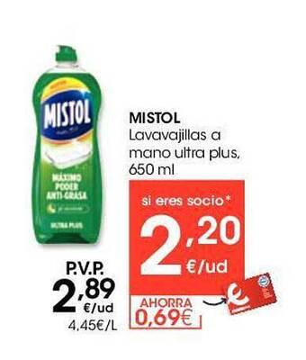 Eroski Mistol lavavajillas a mano ultra plus oferta