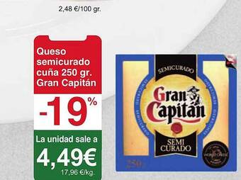 Spar La Palma Queso semicurado cuña gran capitán oferta