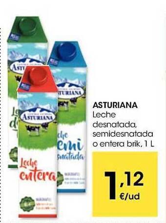 Eroski Asturiana leche desnatada semidesnatada o entera brik oferta