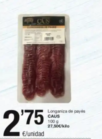 SPAR Fragadis Longaniza De Payés Caus 100 g. oferta