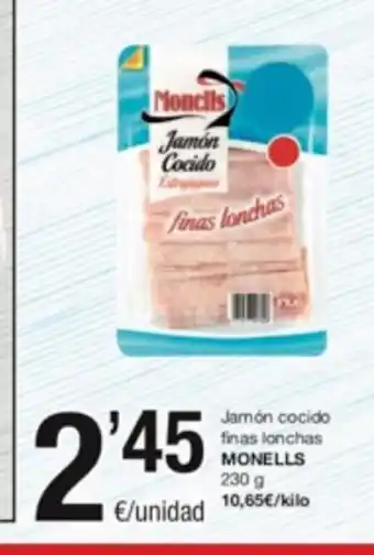 SPAR Fragadis Jamón Cocido Finas Lonchas Monells 230 g, oferta