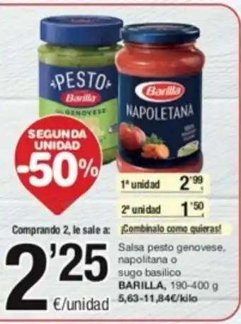 SPAR Fragadis Salsa Pesto O Genovese Napolitana o Sugo Basilico Barilla 190-400 g. oferta
