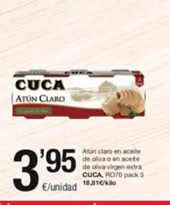 SPAR Fragadis Atún Claro en Aceite de Oliva o en Aceite De Oliva Virgen Extra Cuca RO70 pack 3 oferta