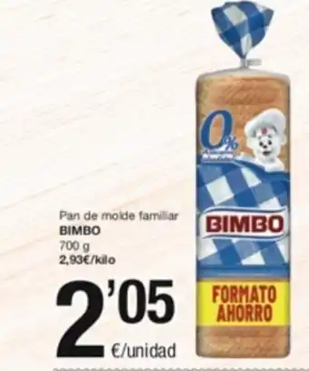SPAR Fragadis Pan De Molde Familiar Bimbo 700 g, oferta